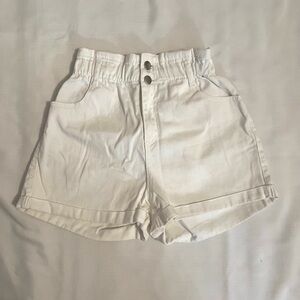White high rise denim shorts